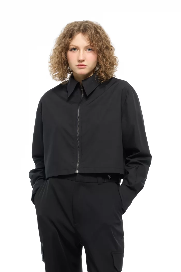 ÁO SOMI DÂY KÉO 02 ĐEN