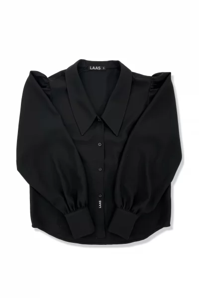 ÁO CỔ TIM TAY PHỒNG ĐEN