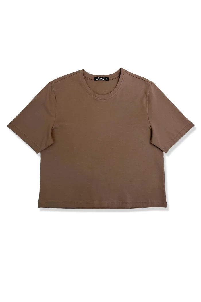 ÁO THUN COTTON TAY NGẮN NÂU ĐẬM