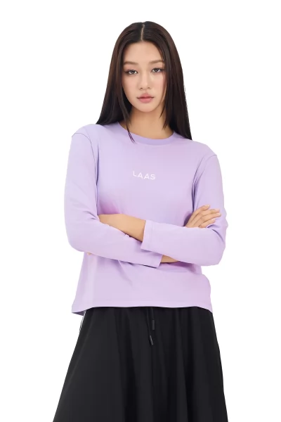 ÁO THUN COTTON IN LAAS TAY DÀI TÍM