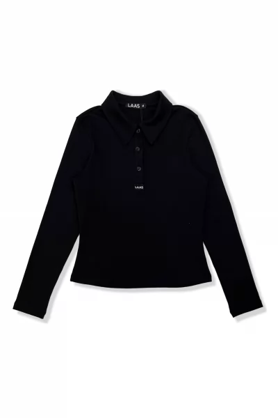 ÁO POLO RIP COTON TAY DÀI ĐEN