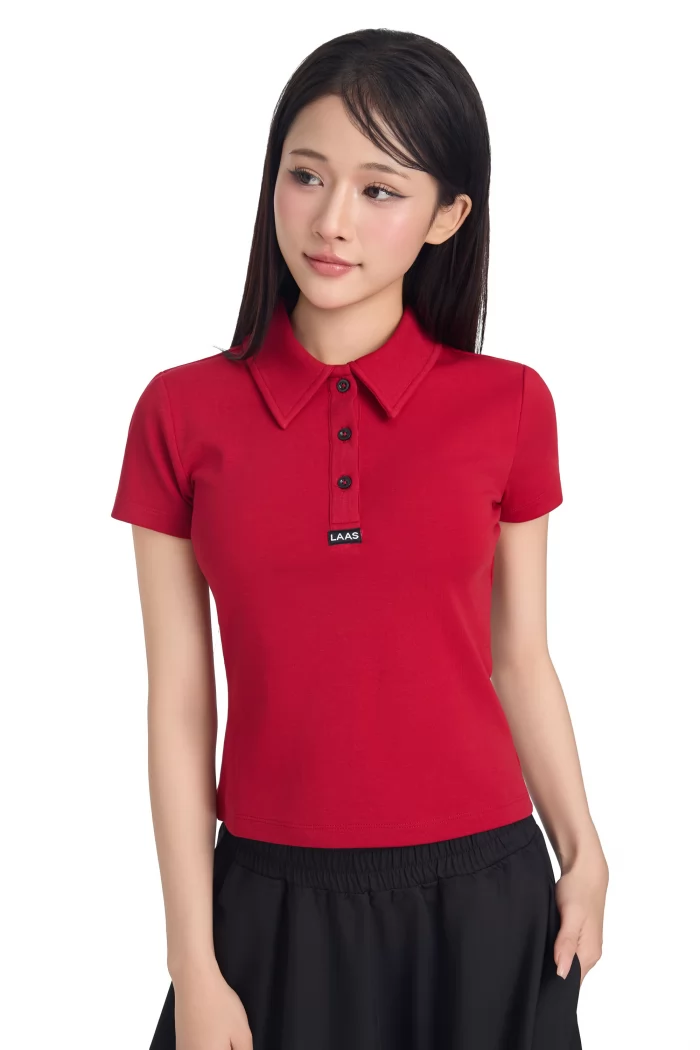 ÁO POLO RIP COTTON TAY NGẮN ĐỎ ĐÔ
