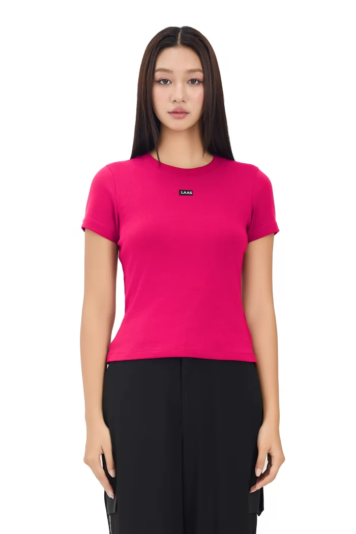 ÁO RIP COTTON TAY NGẮN HỒNG ĐẬM