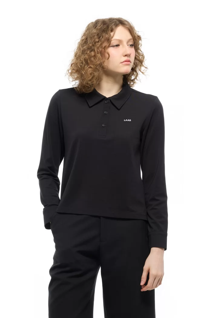 ÁO POLO CVC TAY DÀI ĐEN