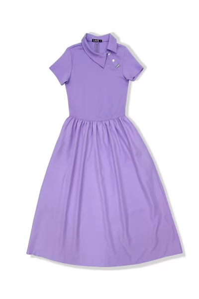 ĐẦM XÒE POLO CỔ XÉO TÍM