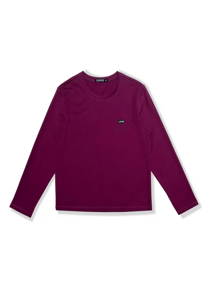 ÁO THUN COTTON TAG TAY DÀI TÍM CẨM