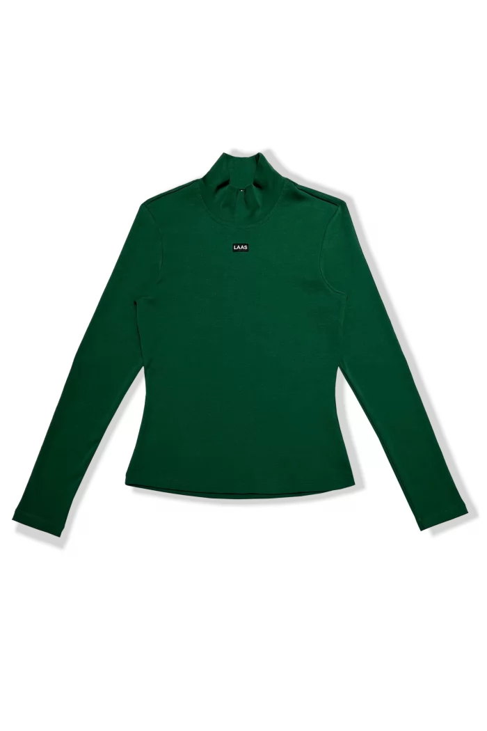 ÁO RIP COTTON CỔ LỌ TAY DÀI XANH RÊU