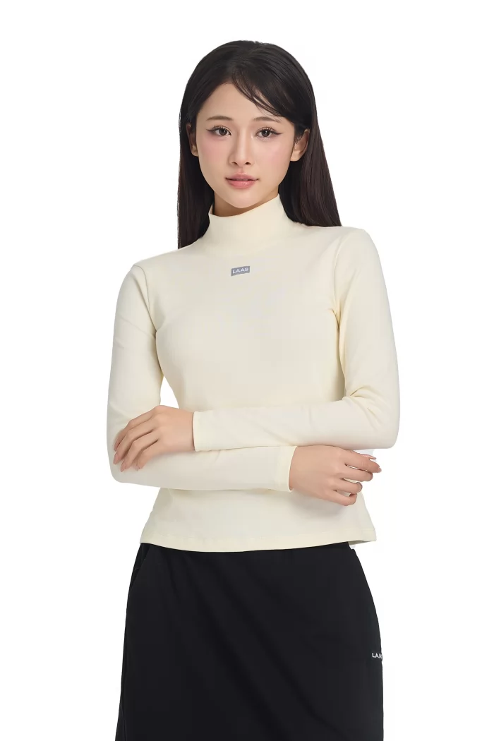 ÁO RIP COTTON CỔ LỌ TAY DÀI KEM