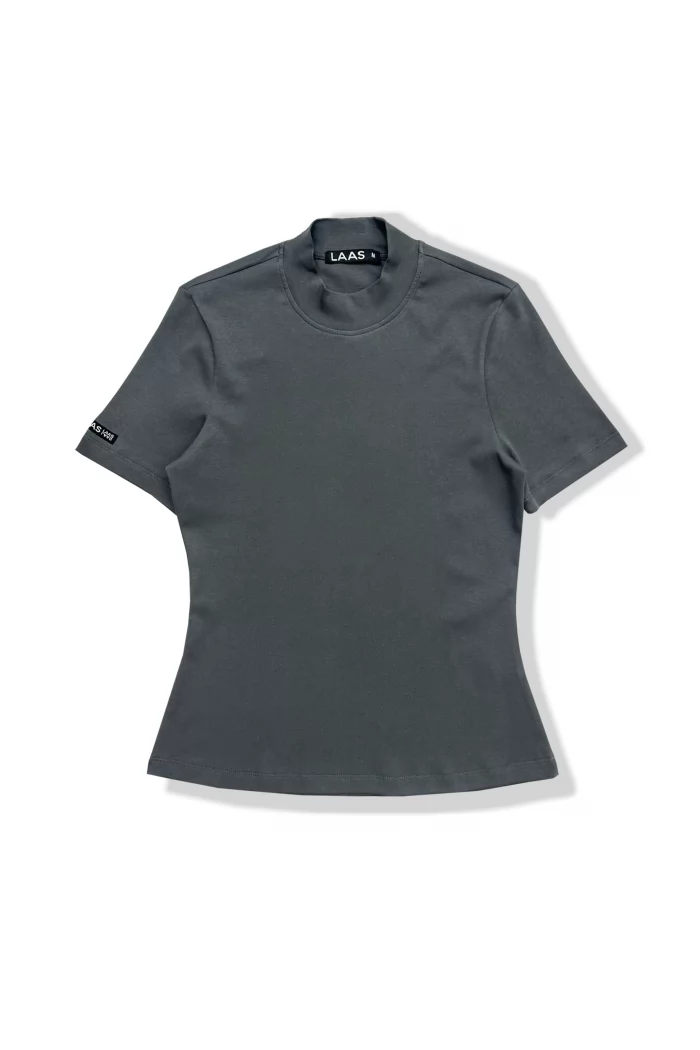 ÁO RIP COTTON CỔ CAO XÁM