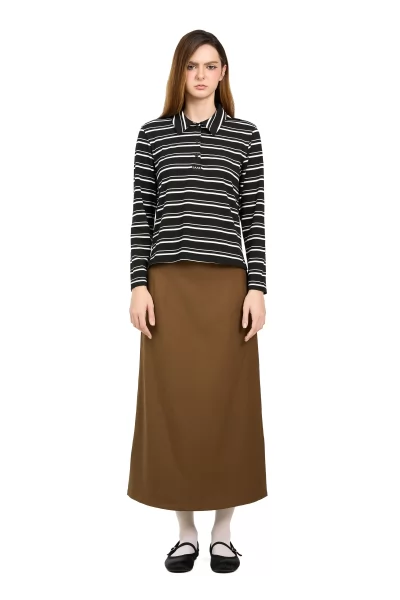 CHÂN VÁY DÀI XẺ GIỮA SAU NÂU