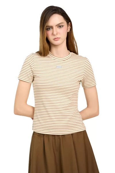 ÁO RIP SỌC TAY NGẮN DA NÂU