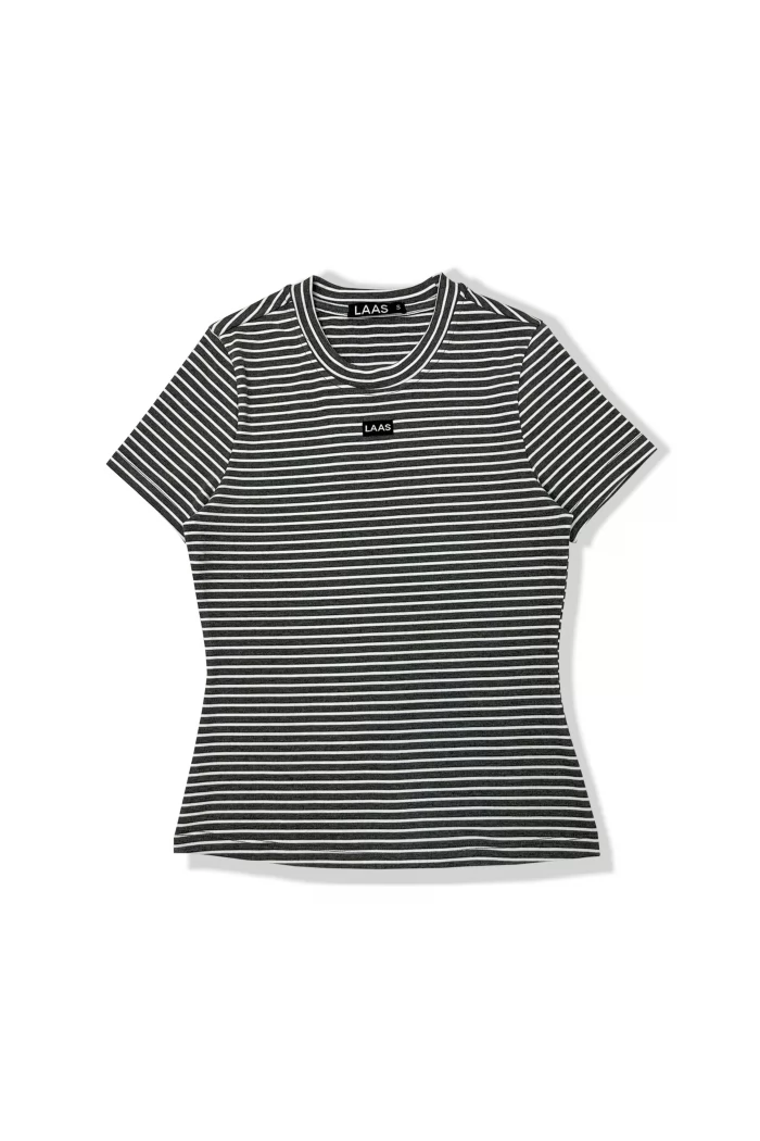 ÁO RIP SỌC TAY NGẮN XÁM TRẮNG