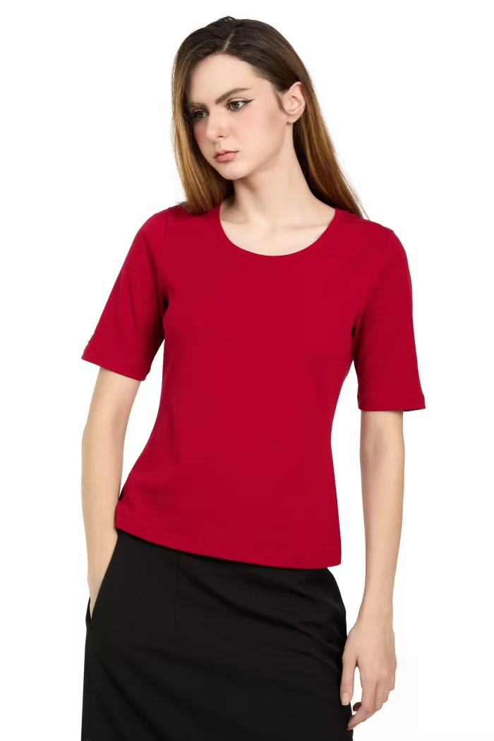 ÁO RIP COTTON CỔ RỘNG ĐỎ