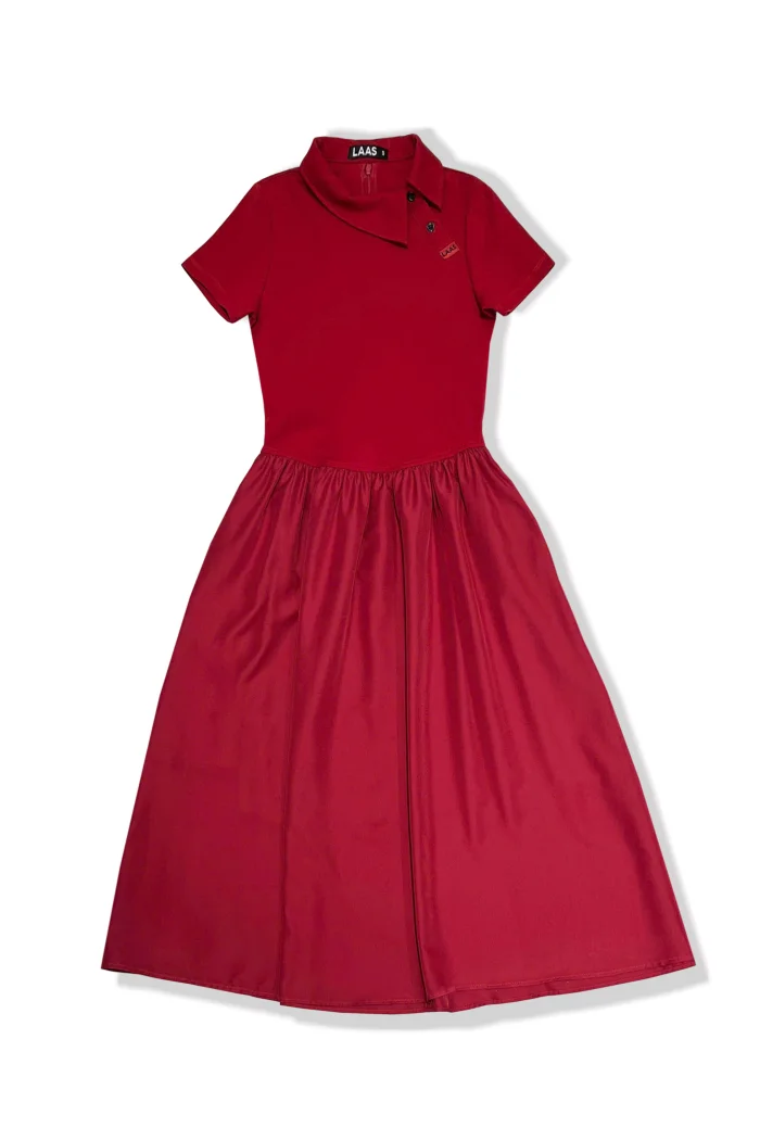 ĐẦM XÒE POLO CỔ XÉO ĐỎ