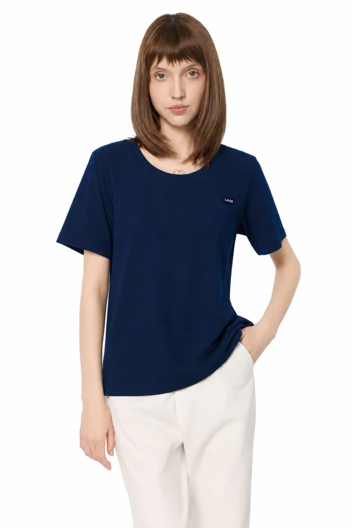 ÁO THUN COTTON CỔ RỘNG XANH ĐEN